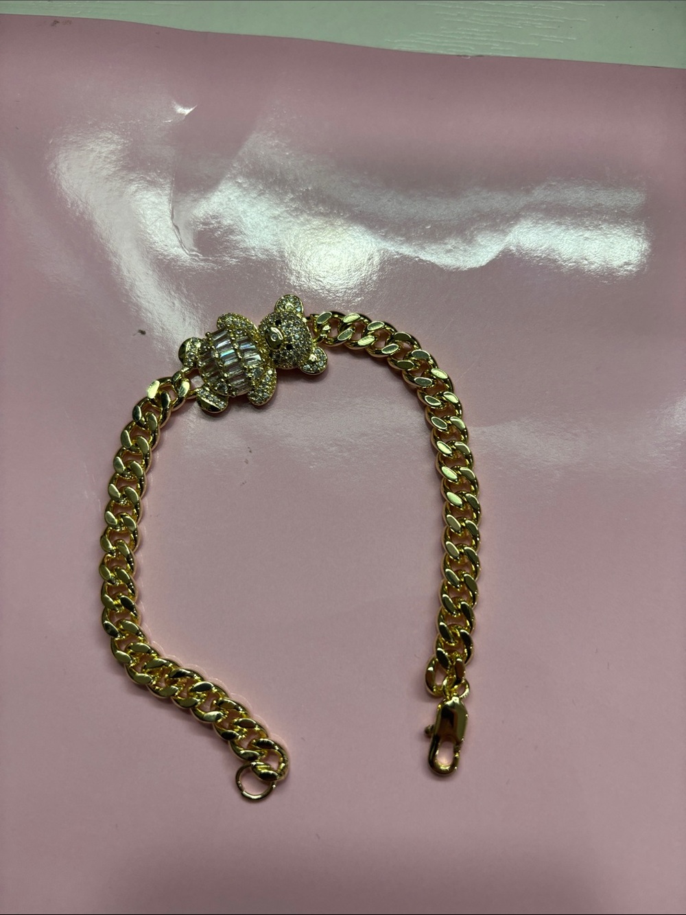 Gold Crystal Bee Link Bracelet for Women